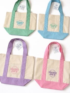Trader Joe’s Pastel Canvas Mini Tote Bag - set of 4.